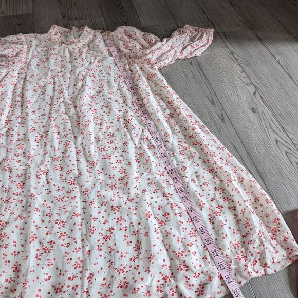 Ganni Floral Georgette Mini Egret High Neck Puff Sleeve Dress Size Medium - Picture 8 of 8